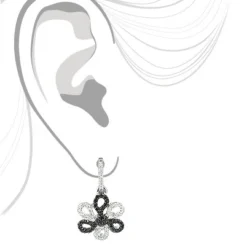 White Black Diamond Flower Earrings 0.51ct 14K White Gold 7 White Black Diamond Flower Earrings 0.51ct 14K White Gold -Outlet Radiant Bijou Store white black diamond flower earrings 051ct 14k gold 3
