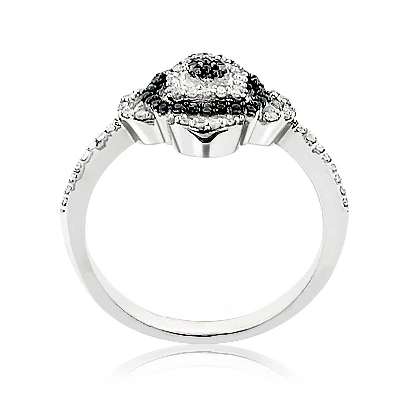 White Black Diamond Ring For Ladies 0.31ct 14K White Gold 4 White Black Diamond Ring For Ladies 0.31ct 14K White Gold - Image 2