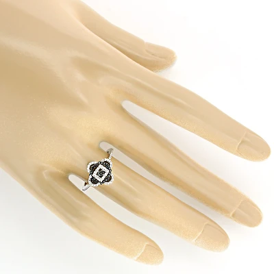 White Black Diamond Ring For Ladies 0.31ct 14K White Gold 5 White Black Diamond Ring For Ladies 0.31ct 14K White Gold - Image 3