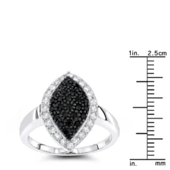 Ladies White Black Pave Diamond Ring 0.7ct 14K White Gold -Outlet Radiant Bijou Store white black pave diamond ring 070ct 14k p 43337 rulerwh