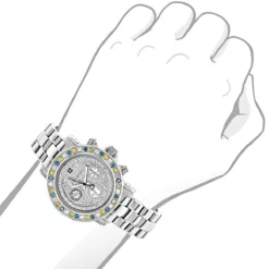 White Blue Yellow Diamond Watch By LUXURMAN 2.75ct Ladies -Outlet Radiant Bijou Store white blue yellow diamond watch by luxurman 275ct ladies p 45988bod