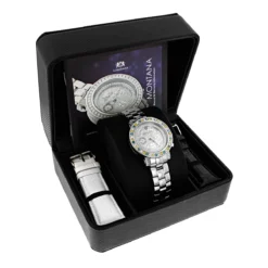 White Blue Yellow Diamond Watch By LUXURMAN 2.75ct Ladies -Outlet Radiant Bijou Store white blue yellow diamond watch by luxurman 275ct ladies p 45988box