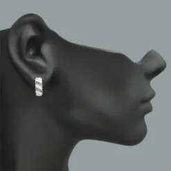 White And Champaign Diamond Hoop Huggie Earrings 0.47ct 14K White Gold -Outlet Radiant Bijou Store white brown diamond hoop huggie earrings 047ct 14k gold p 48392bod