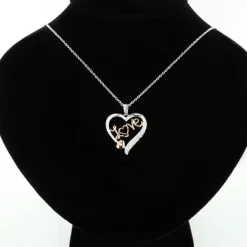 10K White Gold Diamond Love Heart Pendant 0.11ct -Outlet Radiant Bijou Store white rose gold diamond love heart pendant 011ct 10k p 50172bod