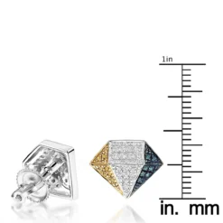 White Yellow Blue Diamond Earrings 0.30ct Silver -Outlet Radiant Bijou Store white yellow blue diamond earrings 040ct silver p 45187 ruler