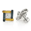 White Yellow Blue Diamond Earrings 0.5ct 10K White Gold -Outlet Radiant Bijou Store white yellow blue diamond earrings 078ct 10k gold wh