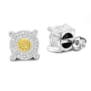 White Yellow Diamond Stud Earrings 0.33ct Sterling Silver -Outlet Radiant Bijou Store white yellow diamond stud earrings 05ct sterling silver 1