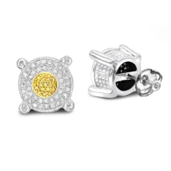White Yellow Diamond Stud Earrings 0.33ct Sterling Silver