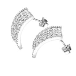 Wide 14K White Gold Designer Quarter Hoop Cluster Diamond Earrings Women's 3.25ct -Outlet Radiant Bijou Store wide 14k gold designer quarter hoop cluster diamond earrings womens 325ct backwh