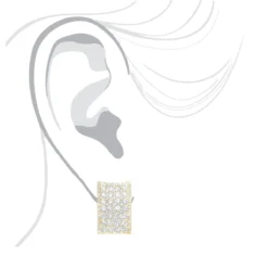 Wide 14K White Gold Designer Quarter Hoop Cluster Diamond Earrings Women's 3.25ct -Outlet Radiant Bijou Store wide 14k gold designer quarter hoop cluster diamond earrings womens 325ct bodye