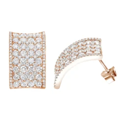 Wide 14K White Gold Designer Quarter Hoop Cluster Diamond Earrings Women's 3.25ct -Outlet Radiant Bijou Store wide 14k gold designer quarter hoop cluster diamond earrings womens 325ct ro