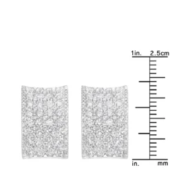 Wide 14K White Gold Designer Quarter Hoop Cluster Diamond Earrings Women's 3.25ct -Outlet Radiant Bijou Store wide 14k gold designer quarter hoop cluster diamond earrings womens 325ct rulerwh