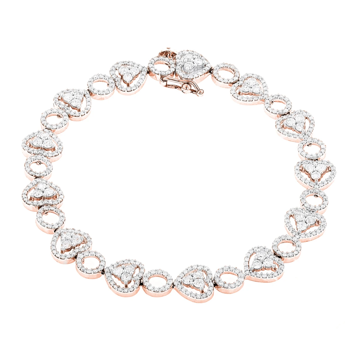 Women's 14K White Gold Designer Diamond Heart Bracelet 4.35ct 5 Women's 14K White Gold Designer Diamond Heart Bracelet 4.35ct - Image 3