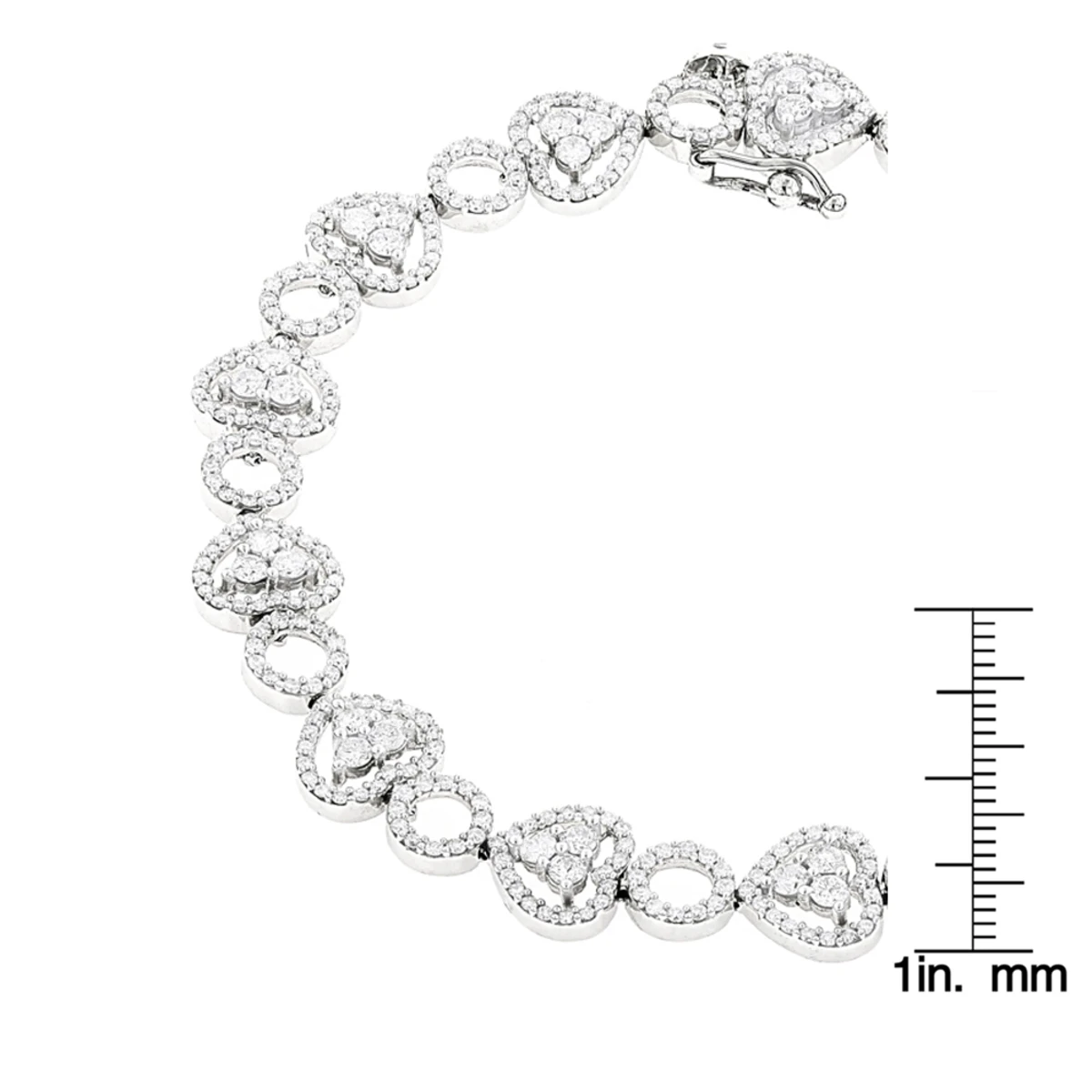 Women's 14K White Gold Designer Diamond Heart Bracelet 4.35ct 8 Women's 14K White Gold Designer Diamond Heart Bracelet 4.35ct - Image 6