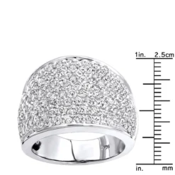 Women's 14K White Gold Pave Diamond Fashion Ring 3.6ct Wedding Band -Outlet Radiant Bijou Store womens 14k gold pave diamond fashion ring 36ct wedding band rulerwh