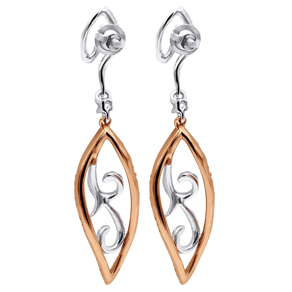 Women's Diamond Leaf Earrings 0.76ct 14K White Gold 6 Women's Diamond Leaf Earrings 0.76ct 14K White Gold - Image 4