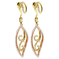 Women's Diamond Leaf Earrings 0.76ct 14K White Gold 11 Women's Diamond Leaf Earrings 0.76ct 14K White Gold -Outlet Radiant Bijou Store womens diamond leaf earrings 076ct 14k gold yellow 20221011 20221027