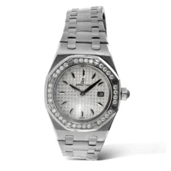 Women's Diamond Watch Audemars Piguet Royal Oak 33mm Silver Tone Dial