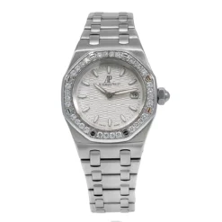 Women's Diamond Audemars Piguet Watch Royal Oak 33mm Silver Tone Dial Diamond Bezel