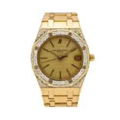 Women's Diamond Watch Audemars Piguet Royal Oak 18K Gold Champagne Dial