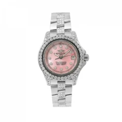 Women's Diamond Watch Breitling Colt Oceane 33mm Pink Dial