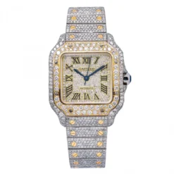 Women's Diamond Watch Cartier Santos De Cartier 35mm Champagne Dial