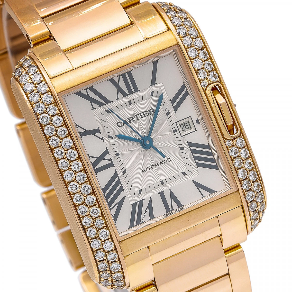 Women's Diamond Watch Cartier Tank Anglaise 18K Gold 30mm Silver Tone Dial 4 Women's Diamond Watch Cartier Tank Anglaise 18K Gold 30mm Silver Tone Dial - Image 2