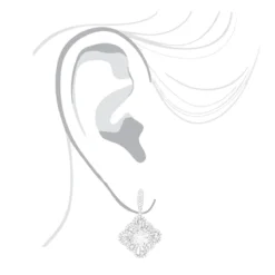 Women's Flower Diamond Dangle Earrings 1.8ct 14K White Gold -Outlet Radiant Bijou Store womens flower diamond dangle earrings 18ct 14k gold bodwh