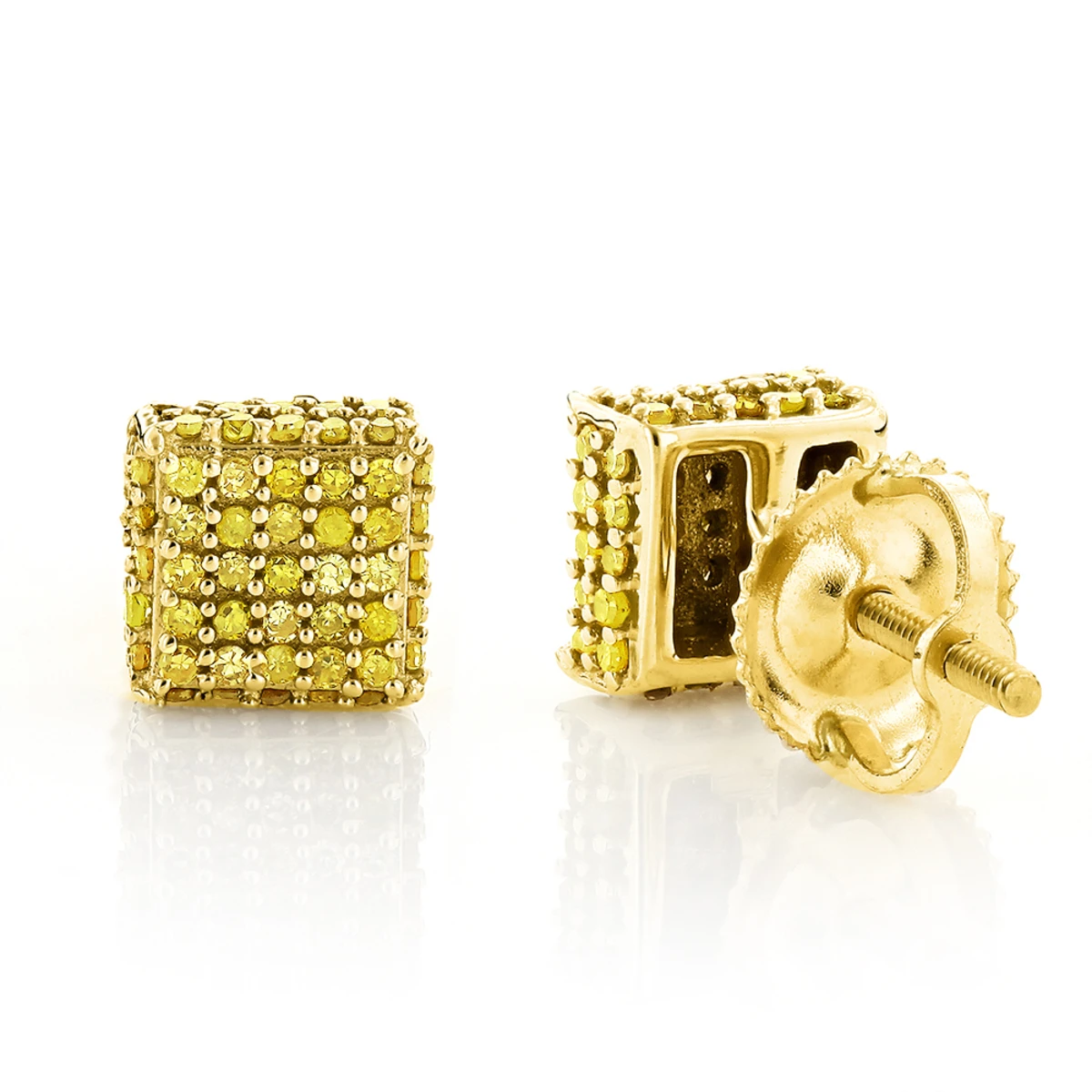 Yellow Diamond Stud Earrings 0.53ct 10K Yellow Gold 3 Yellow Diamond Stud Earrings 0.53ct 10K Yellow Gold