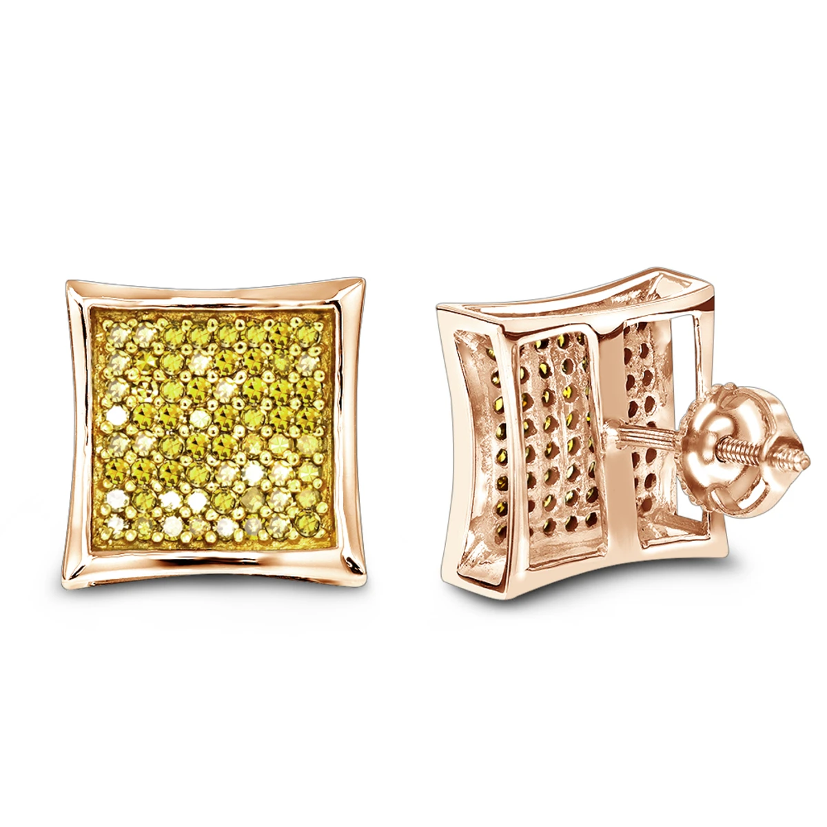 Yellow Diamond Stud Earrings 0.55ct 14K Yellow Gold 5 Yellow Diamond Stud Earrings 0.55ct 14K Yellow Gold - Image 3